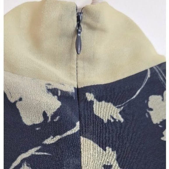 Alexa Amor Floral Tie Neck Dress Women's Medium Navy Long Sleeve Ruffle - Picture 8 of 10